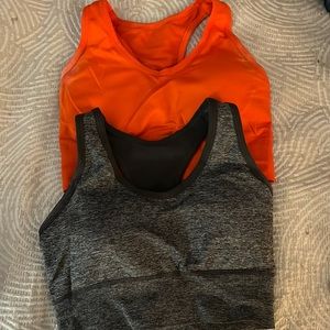 Grey and orange sports bras